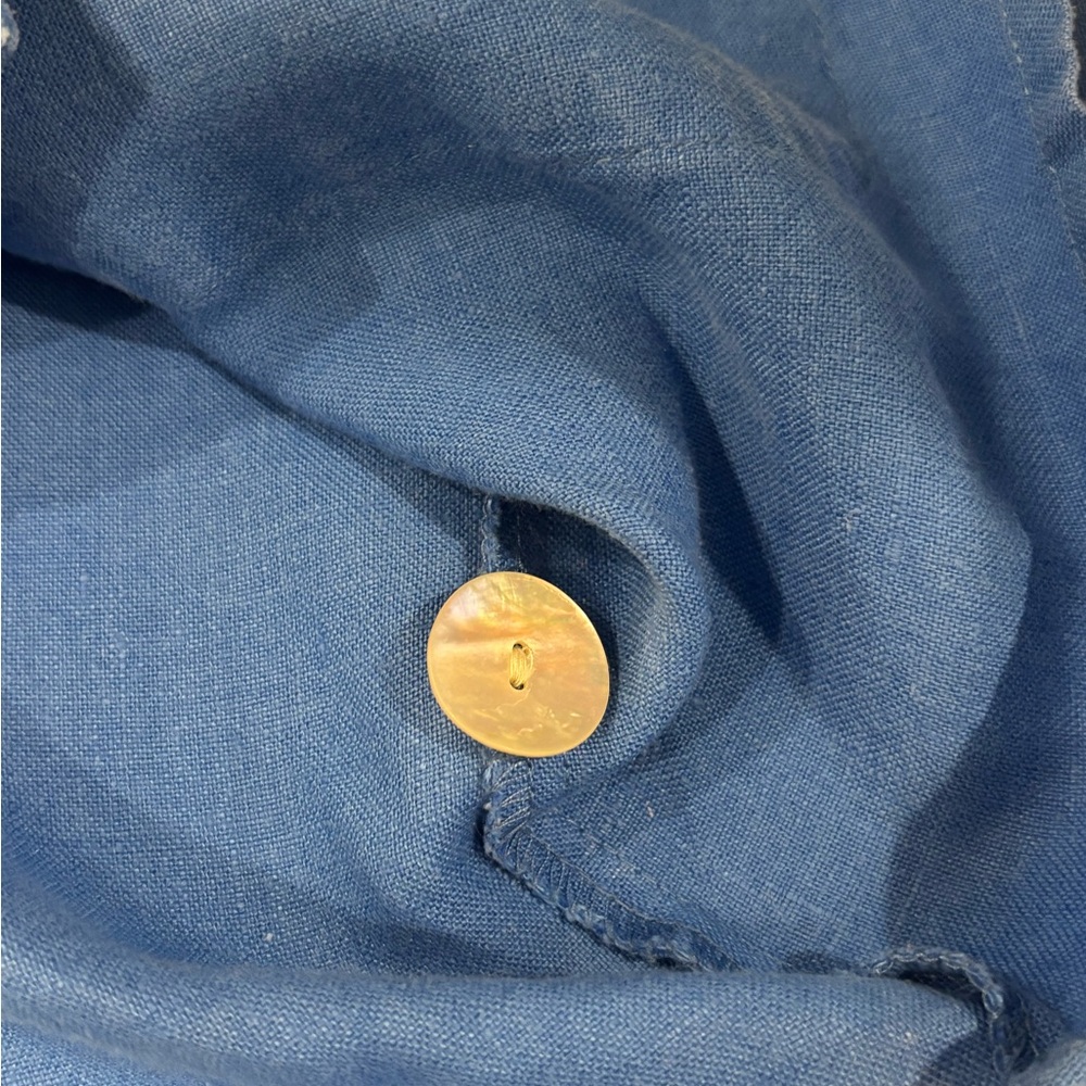 FLAX Blue Linen Button Up - Picture 6 of 8